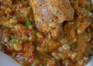 slow-cooker beef and barley stew with french bread