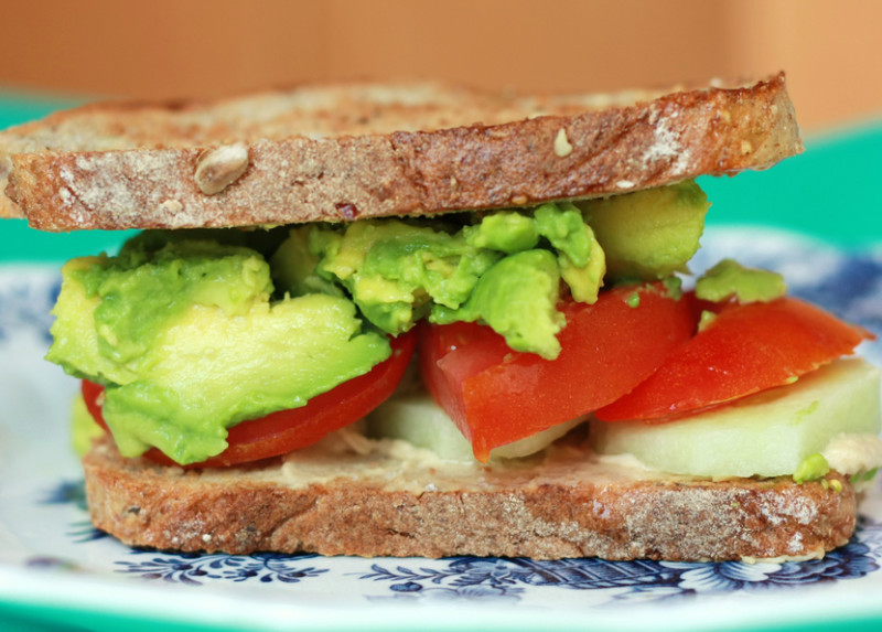 Avocado lettuce tomato sandwich recipe 161 calories Happy Forks