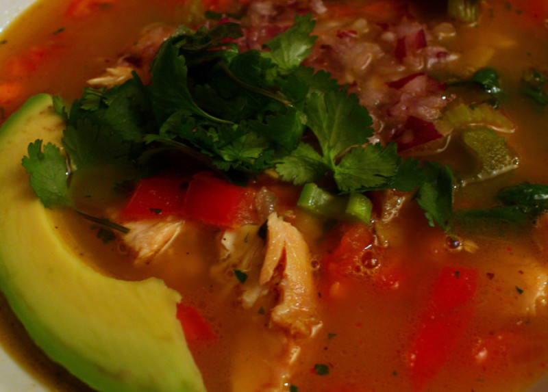 Mexican chicken soup with lime recipe | 124 calories | Happy Forks