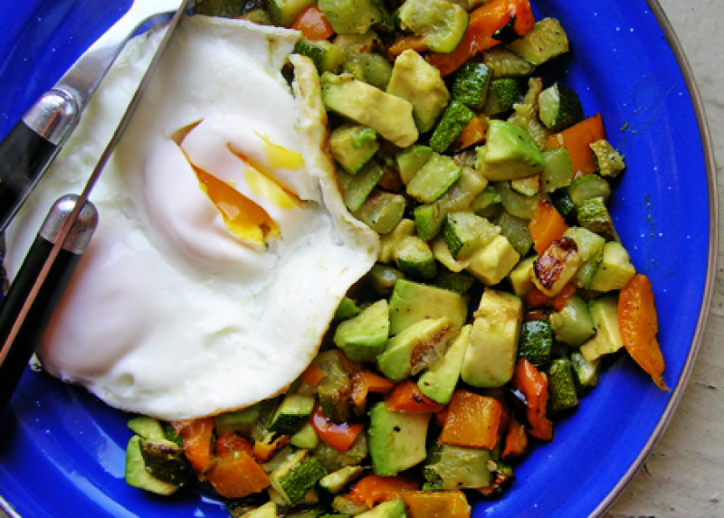 Spring asparagus pancetta hash recipe 102 calories Happy Forks