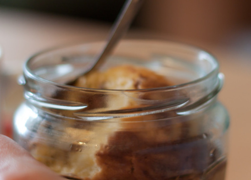 Chocolate cinnamon cake in a jar recipe | 295 calories | Happy Forks
