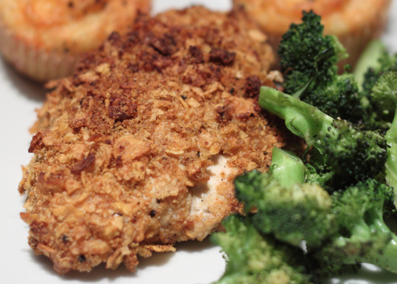 Ovenfried cornflake chicken recipe 156 calories Happy Forks