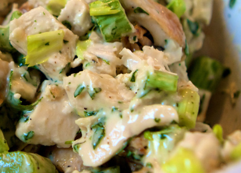 Walnuttarragon chicken salad recipe 185 calories Happy Forks