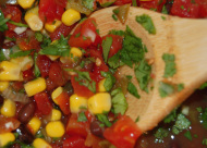 roasted tomato soup with corn salsa