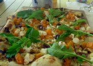 flammkuchen with peaches & goat cheese